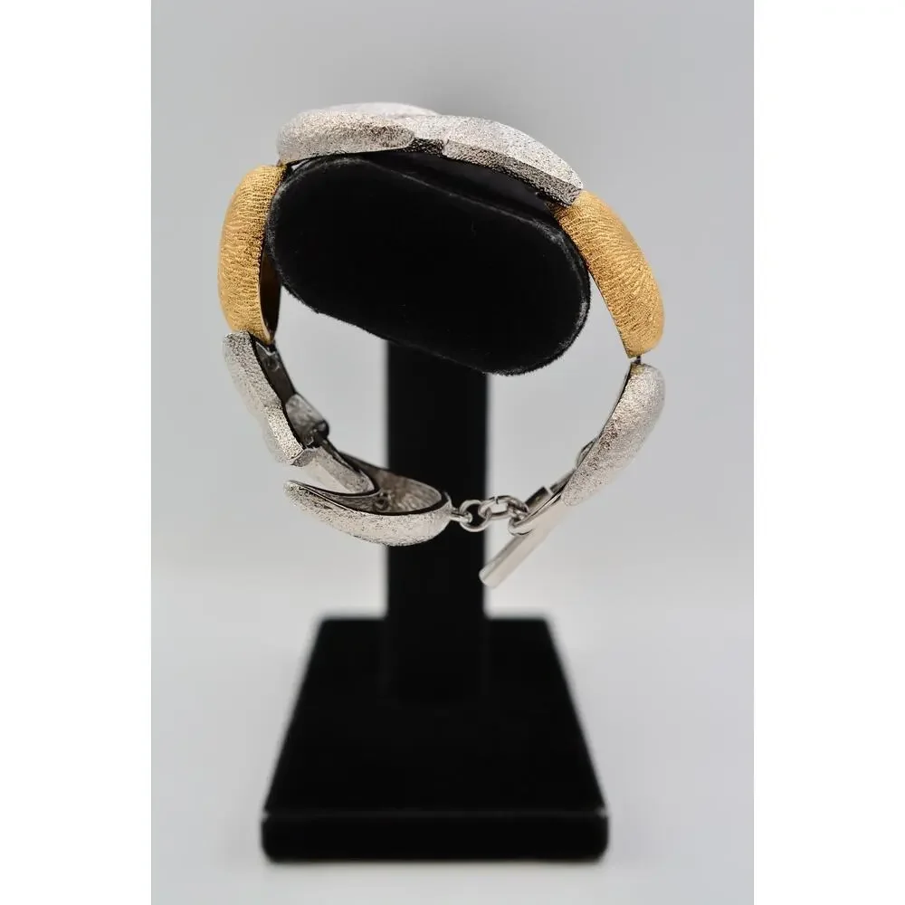Christian Dior Vintage Celestial Moon Star Statement Bracelet Silver Gold Chunky